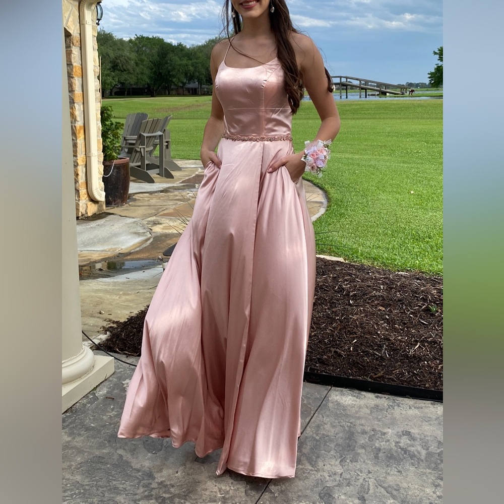 Dancing Queen Rose Gold Satin Prom Gown XS/S